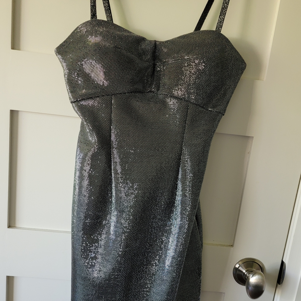 Guess Shimmering Silver Mini Dress